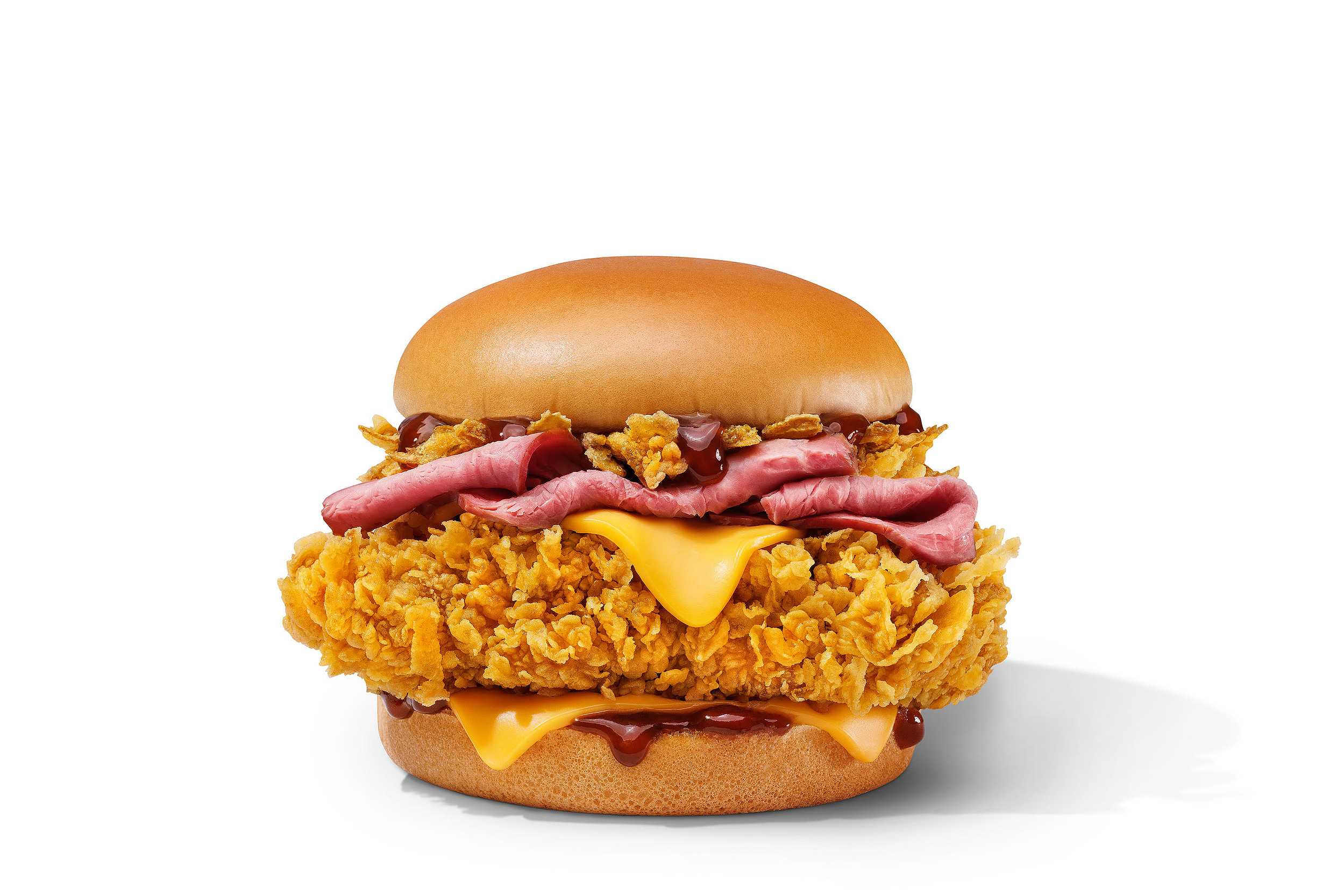 Fast food çekimi — çıtır tavuk burger, reklam amaçlı yemek fotoğrafı